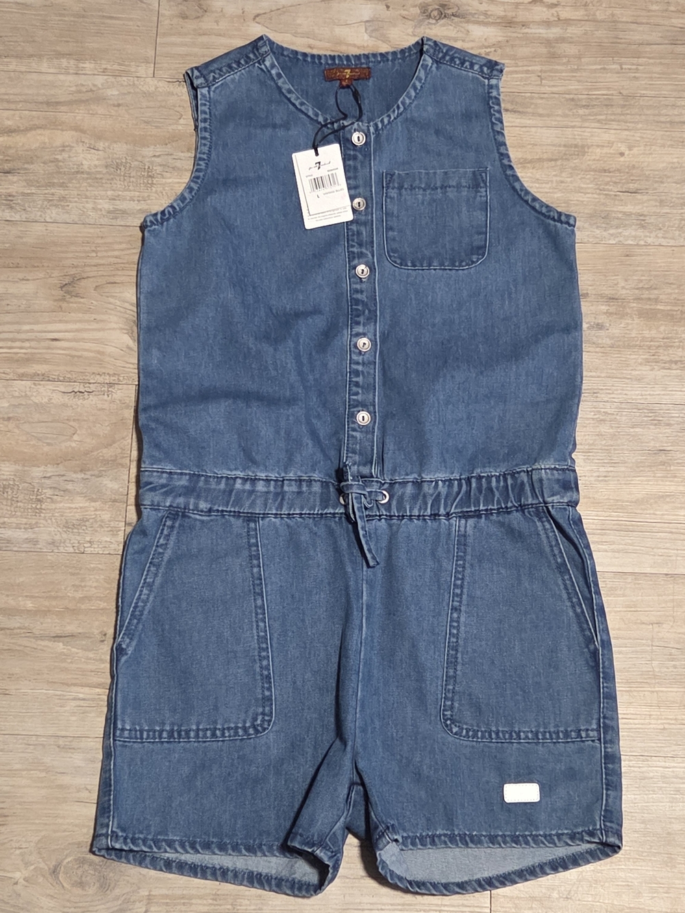 7 For All Mankind NWT Large Girls' Denim Romper - Blue